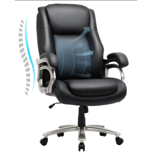 COLAMY Big Tall Office Chair 400lbs Wide Seat, High Back PU Leather Executive Desk Chair