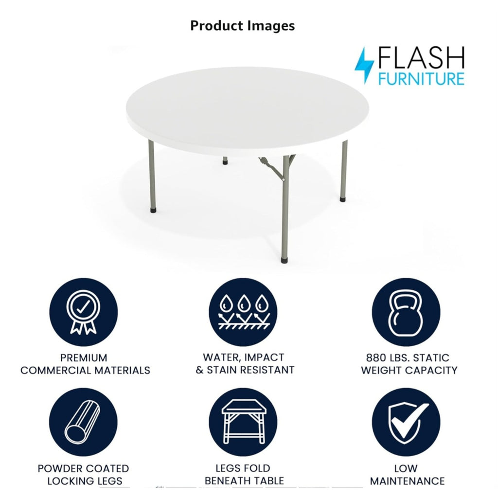Flash Furniture 5' Round All-Occasion Plastic Folding Event Table