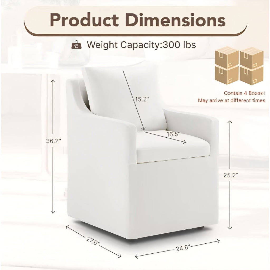 Dining Chairs Set of 4, Modern Dining Room Chairs with Casters & Washable Cover