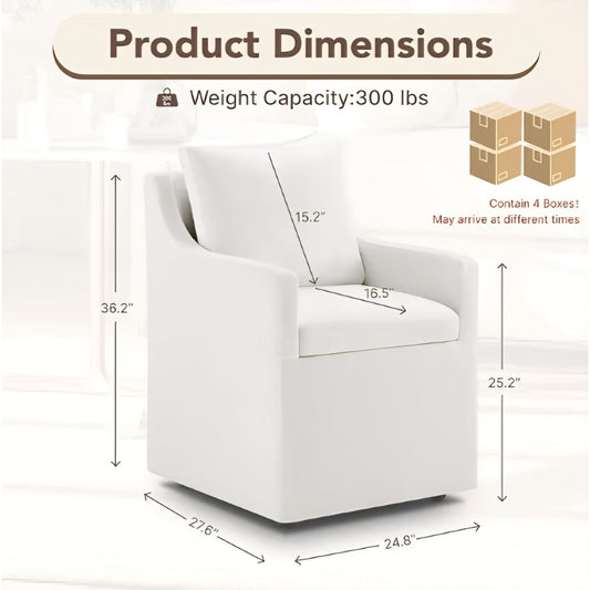 Dining Chairs Set of 4, Modern Dining Room Chairs with Casters & Washable Cover