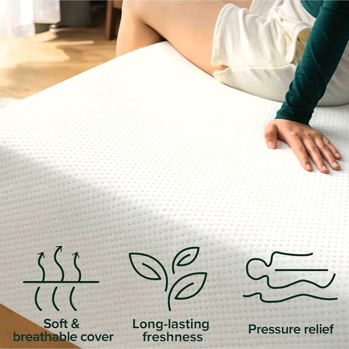 Zinus 14 Inch Queen Green Tea Memory Foam Mattress, Fiberglass Free