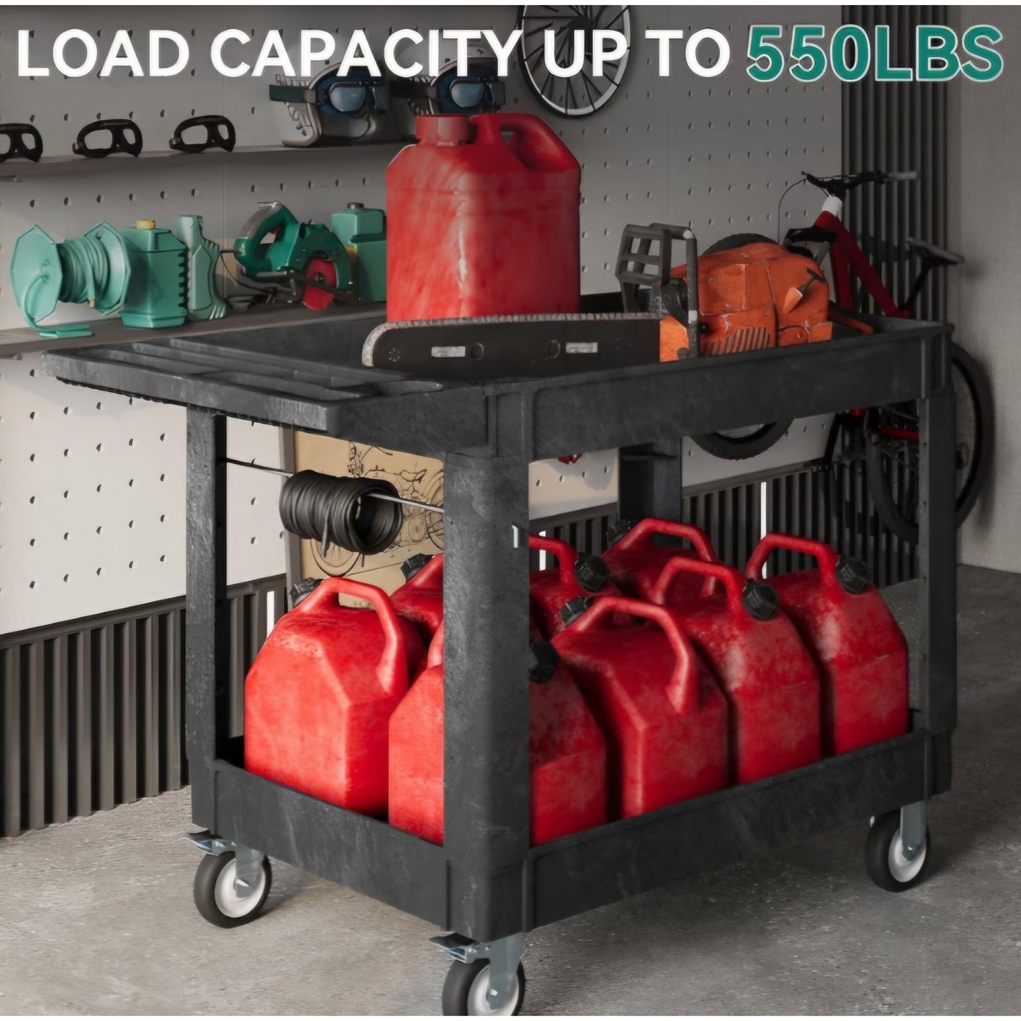 YITAHOME Utility Cart on Wheels, 550 lbs Capacity, 45 x 25 Inch Rolling Work Carts with Wheels