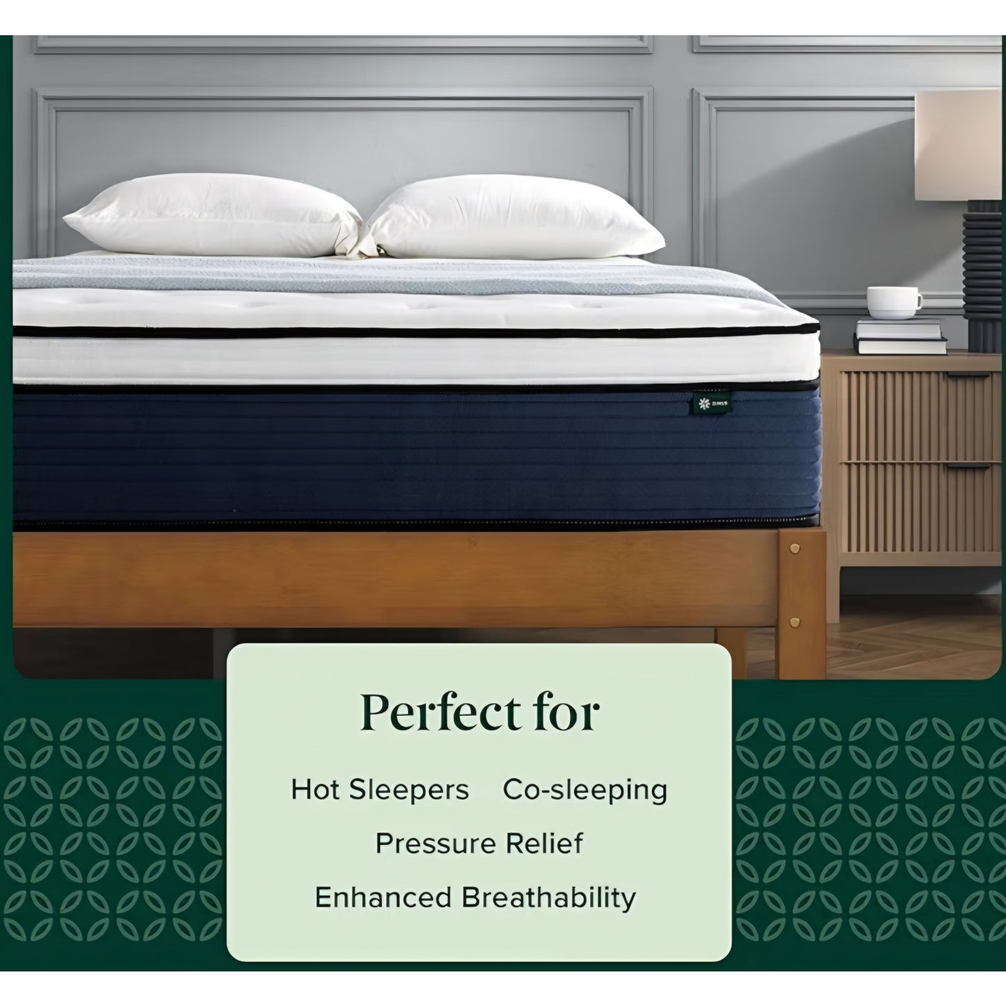 Queen Zinus 12 Inch Comfort Support Hybrid Mattress [New Version], Queen, Fiberglass Free