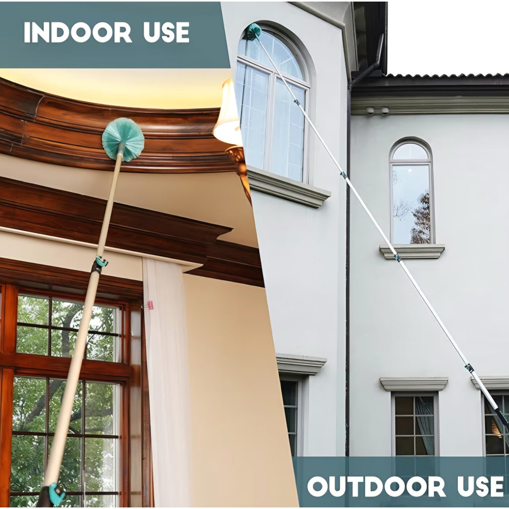 30 Feet High Reach Cobweb Duster with 6-24Ft Extension Pole
