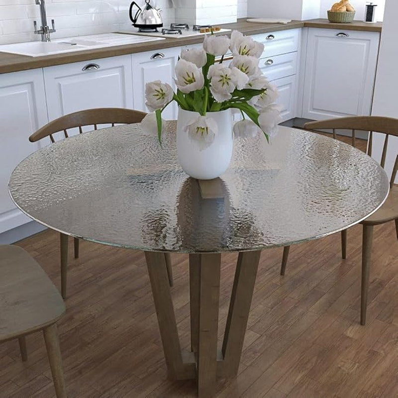Royalty 60" In Round Tempered Glass Table Top – Clear Table Top, Desks -1/4" Aqualite Polished Edge