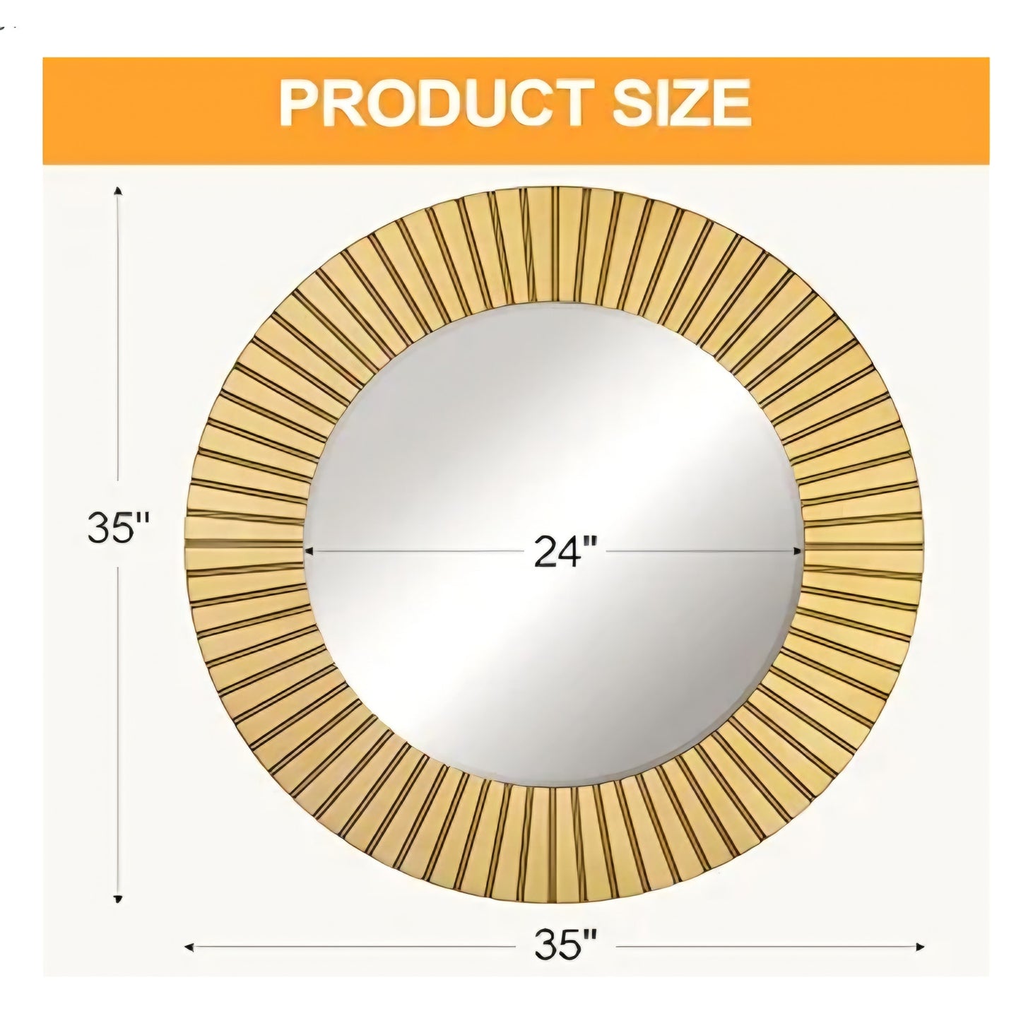 Chende Round Gold Mirror, 36'' Large Decorative Mirror for Wall with Wood Frame, Elegant Accent