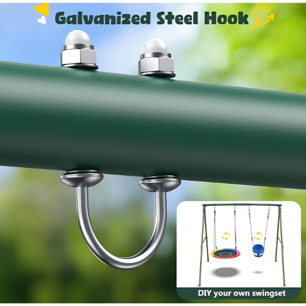 Swing Sets for Backyard with 45" Platform Saucer Swing and Belt Swing, 440 lbs Swingset Outdoor