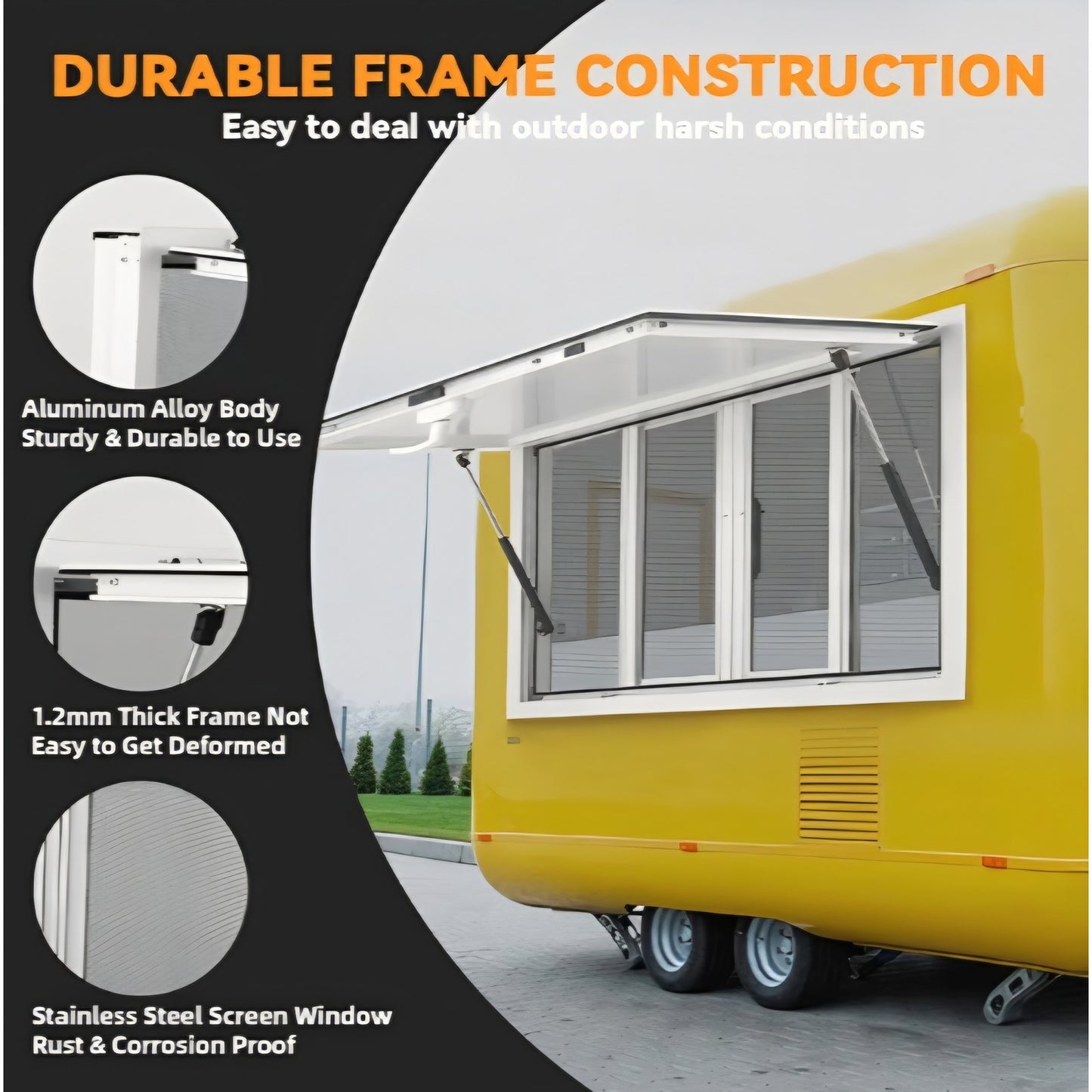 48 x 36 inch Concession Window for Food Truck, Aluminum Alloy Food Truck Service Windows
