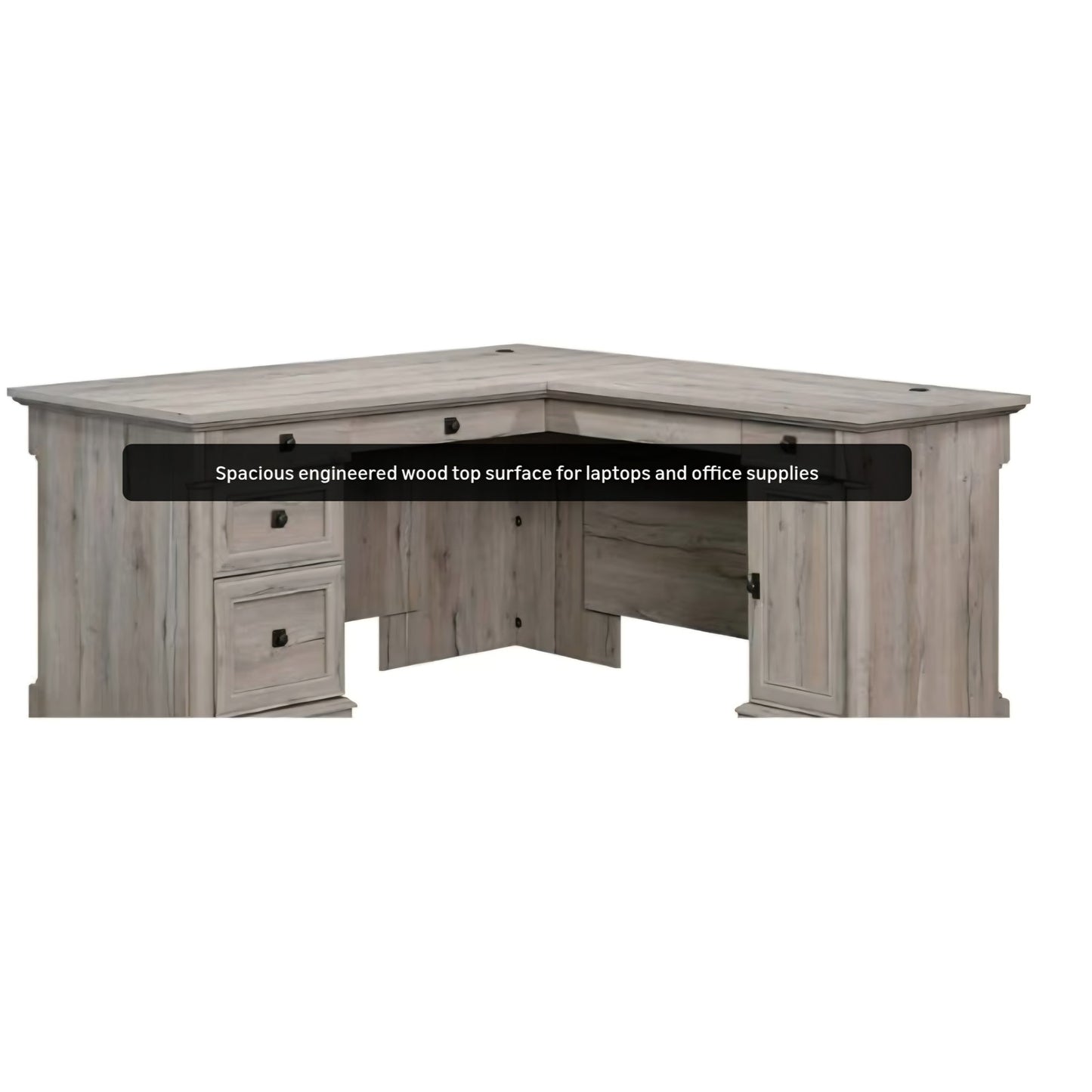 Sauder Palladia L Shaped Desk with Drawers, Office Desk with File Cabinet Storage Split Oak finish