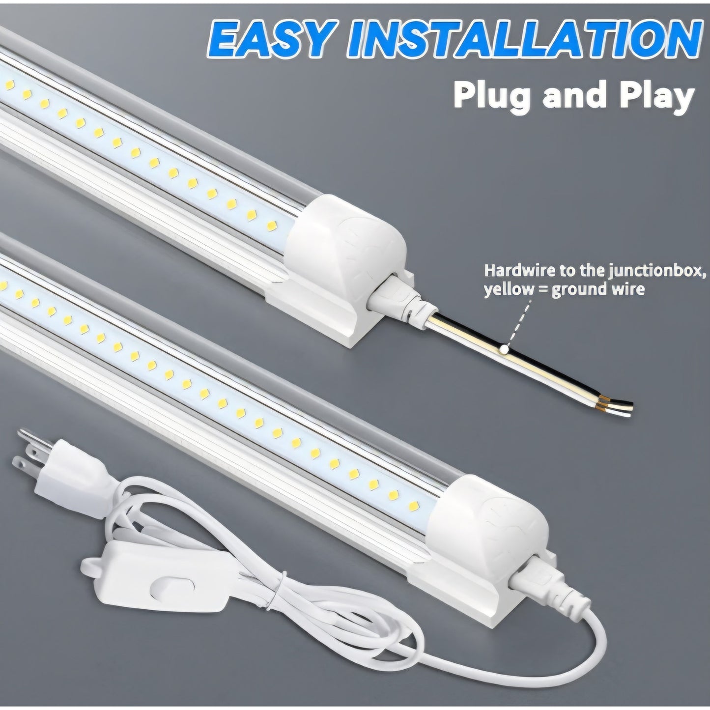 SHOPLED (10-Pack 8FT LED Shop Light, 120W 6500K Cool White, V-Shape, 19200LM High Output