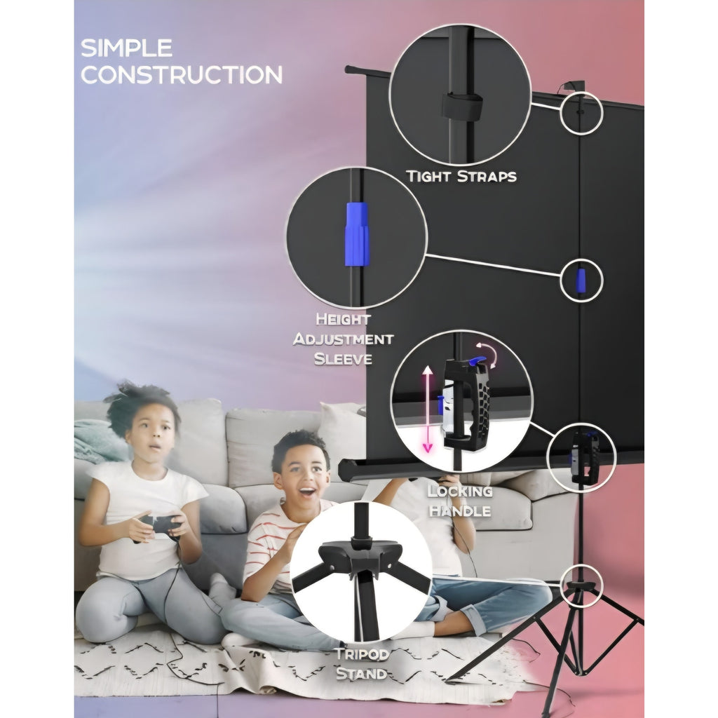 Projector Screen with Stand 84" - Indoor & Outdoor Projection Screen for Movie or Office