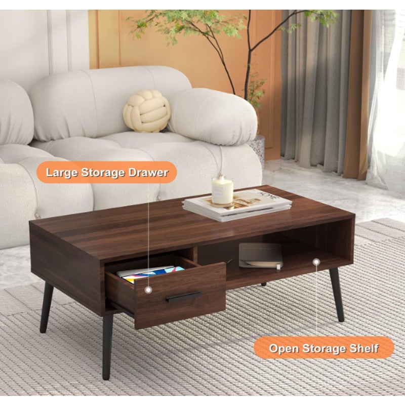 HAIOOU Mid Century Modern Coffee Table with Storage for Living Room
