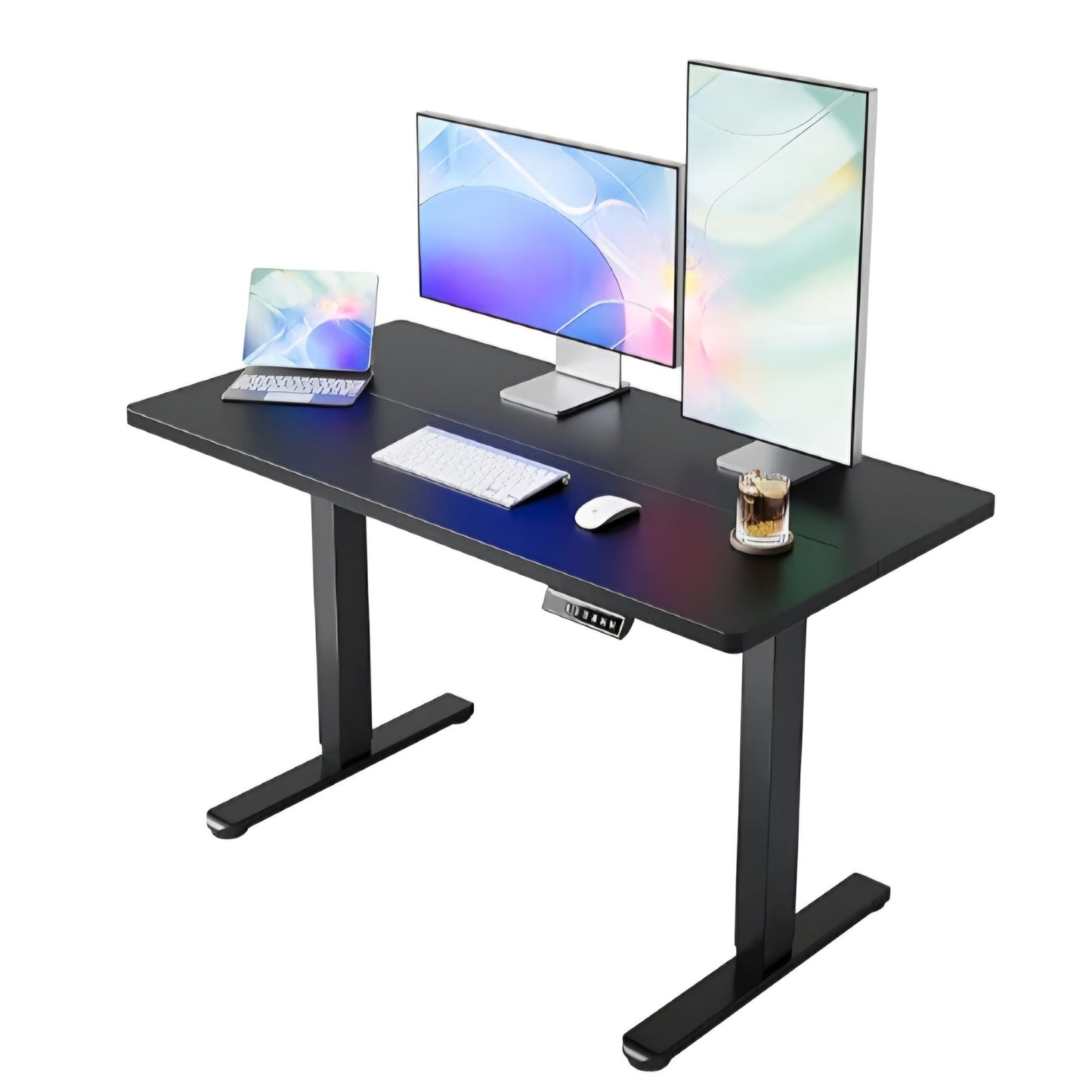 TIQLAB Electric Standing Desk, 55 x 24 Inch Height Adjustable Computer Desk with Storage Bag