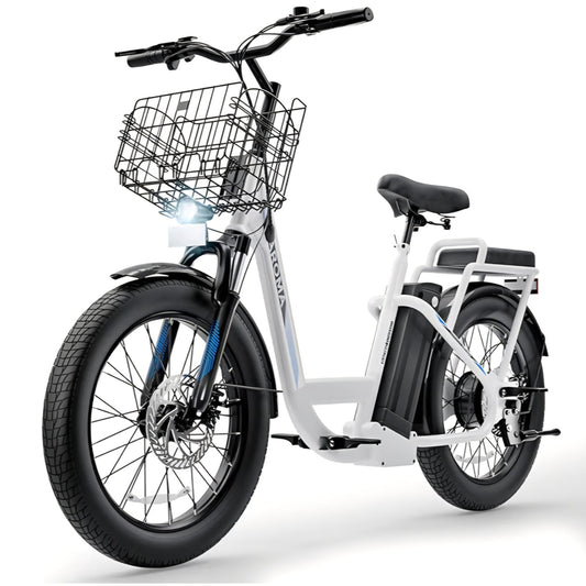 Peak 500W/800W/1200W Electric Scooter with Seat, 20" Fat Tire Electric Bike with 48V
