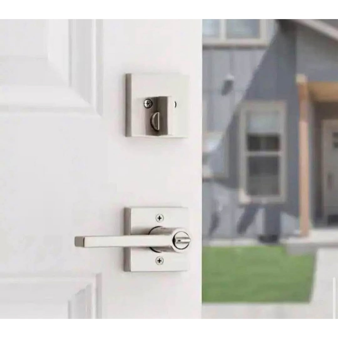 $30 obo Kwikset Halifax Satin Nickel Entry Door Handle with Single Cylinder Deadbolt ComboPack feat