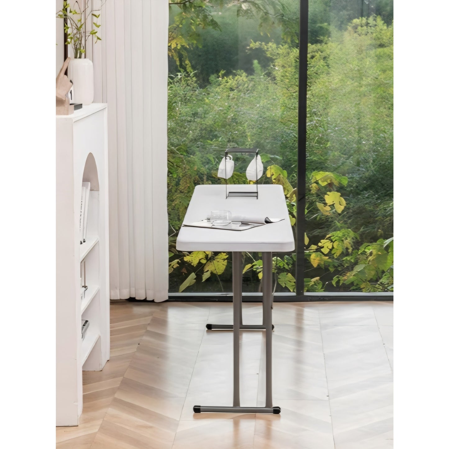 5-Foot Narrow Plastic Folding Training Table, 60” x 18” Portable  Seminar Table, 29” Height,