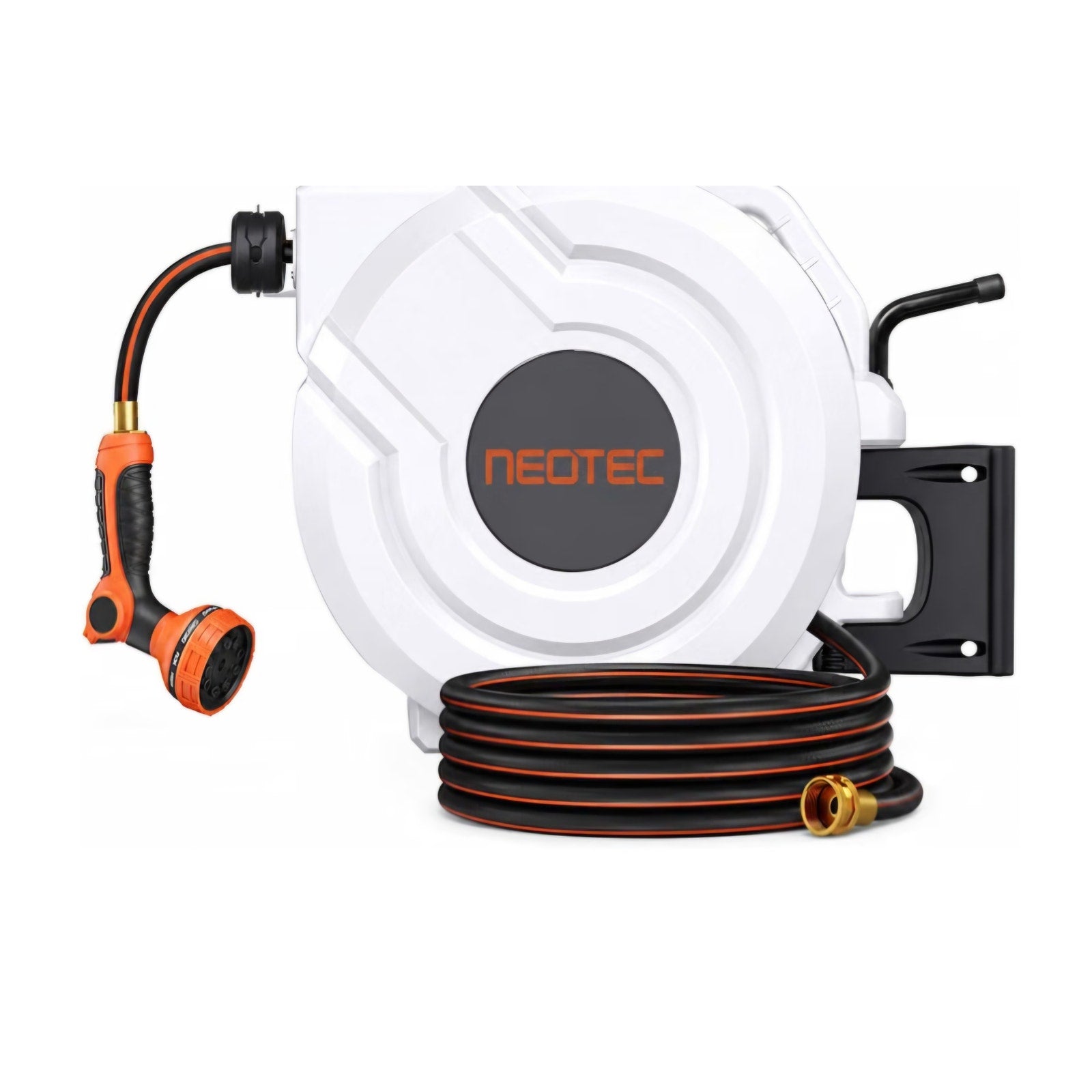 NEO-TEC 115ft 5/8" Retractable Garden Hose Reel with Auto Rewind Any Length Lock Heavy Duty Hose