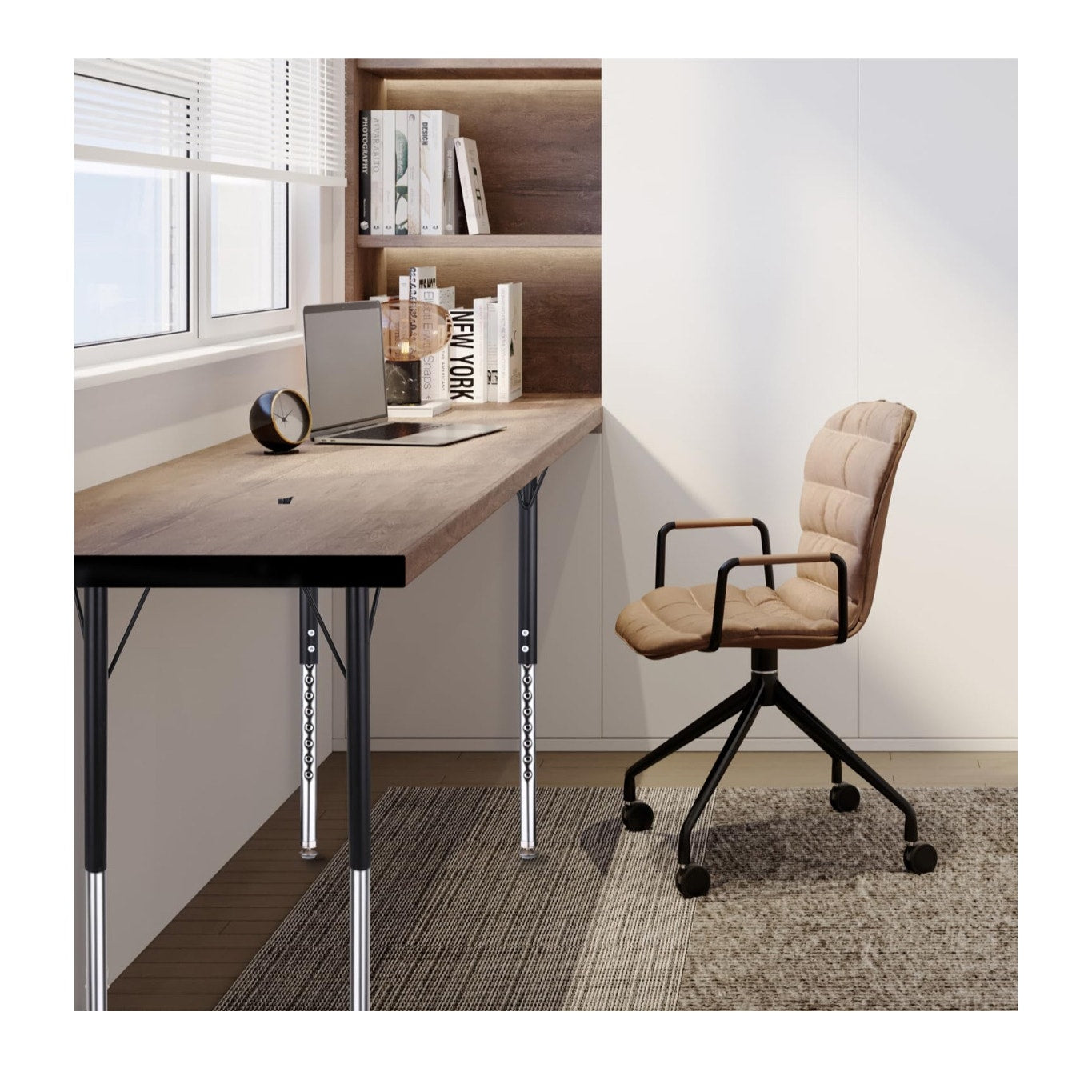 KAZAKA Adjustable Table Legs, 24 1/2 inch for Activity & Office Tables - Set of 4 (Black)