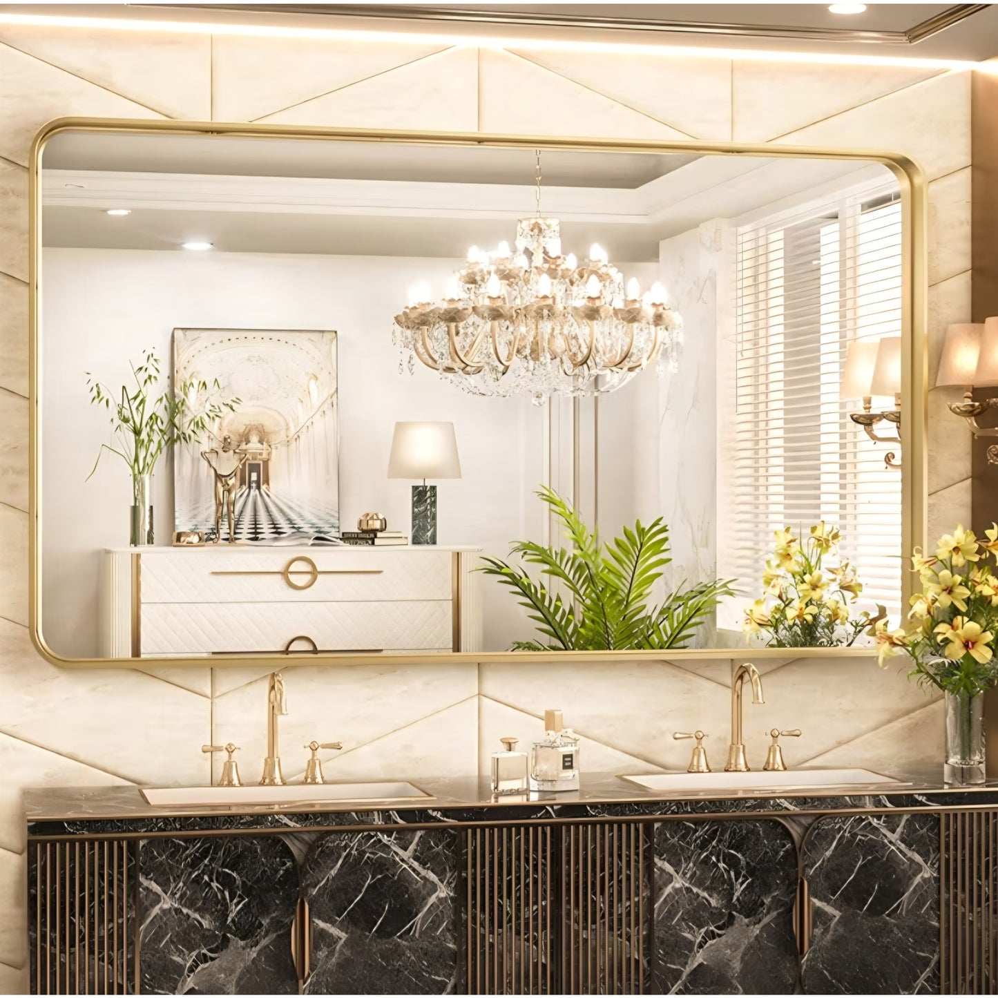 Gold Bathroom Vanity Mirror for Wall