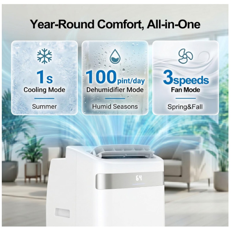 UTHFY 14,000 BTU Portable Air Conditioners, 4-In-1 Portable AC Unit With Dehumidifier/Cool/Fan