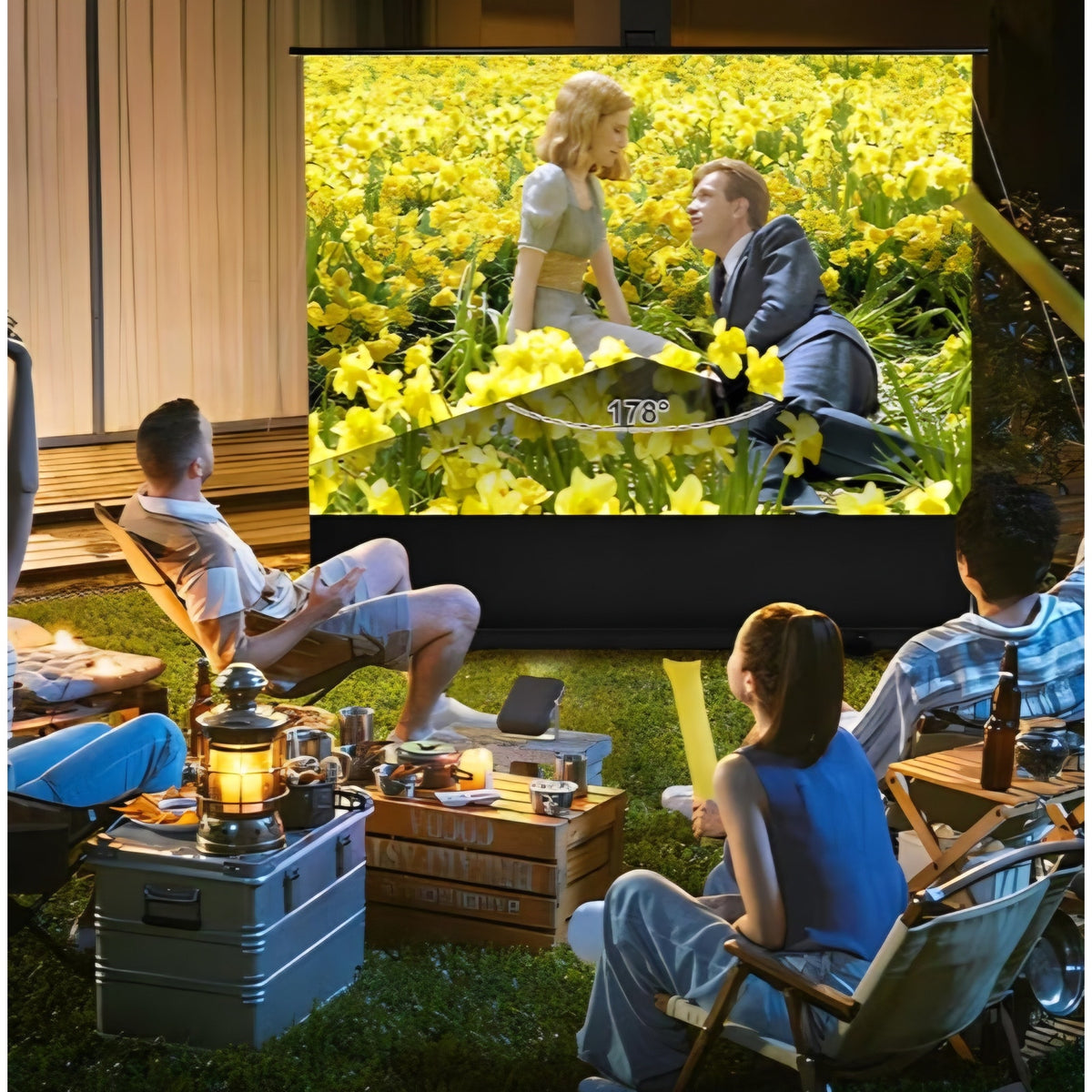84 inch Portable Projector Screens Indoor Outdoor Projector Screen 4:3 4K HD Outdoor Movie Screen
