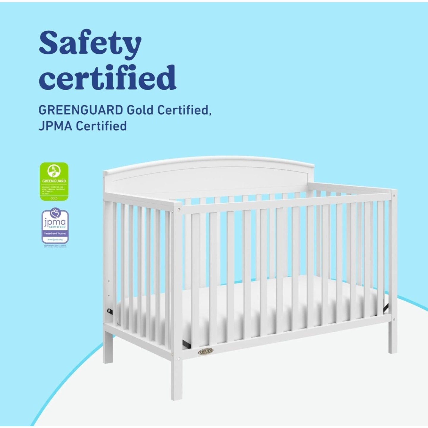 Graco Benton 5-in-1 Convertible Crib (White) – GREENGUARD Gold Certified, Converts from Baby Crib