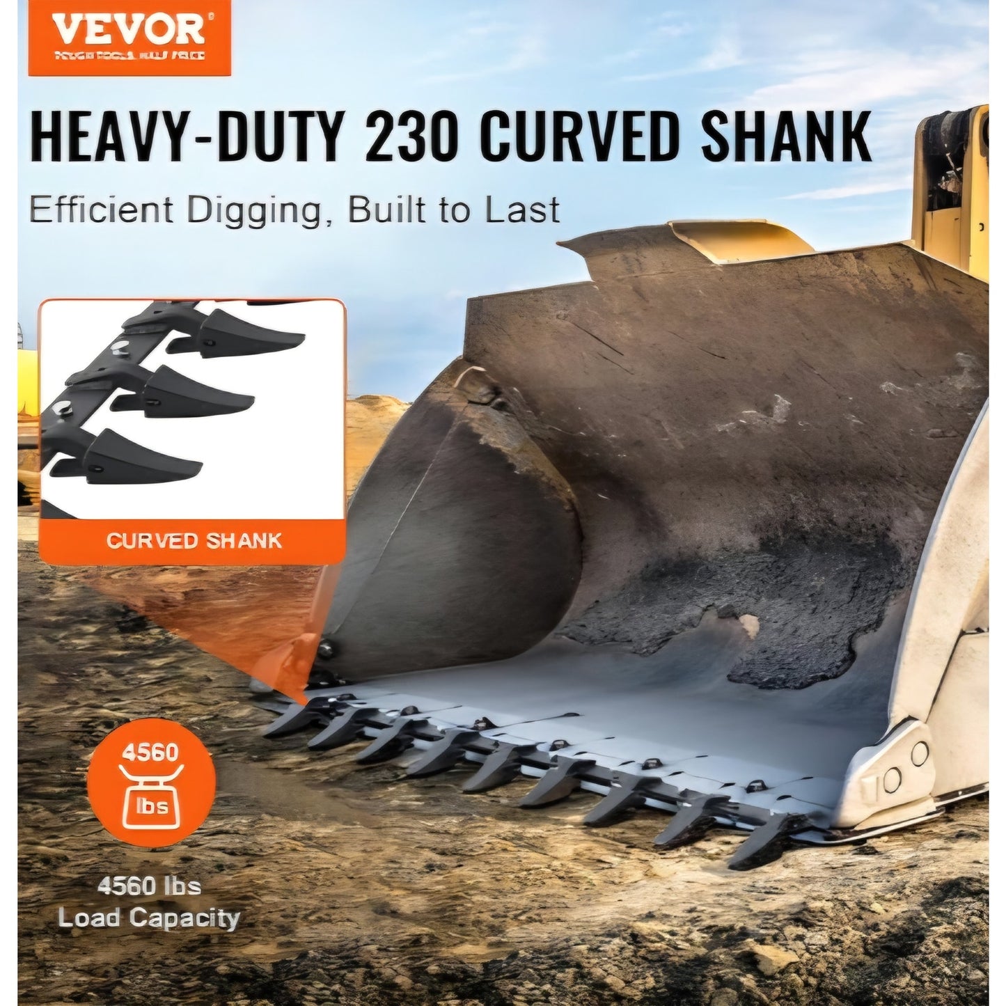 Bucket Tooth Bar, 72'', Heavy Duty Tractor Bucket 9 Teeth Bar for Loader Tractor Skidsteer