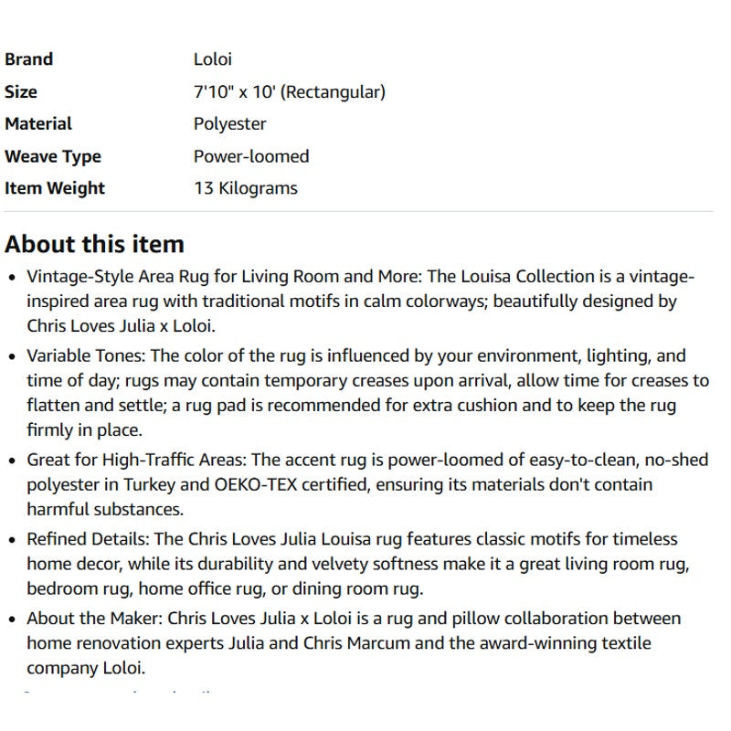 Loloi Chris Loves Julia Louisa Collection LOI-03 Taupe/Ivory 7'-10" x 10' .38" Pile Height, Area Rug