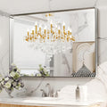 LOAAO 48X32 Inch Brushed Nickel Bathroom Mirror, Rounded Rectangle Silver Metal Frame Mirror