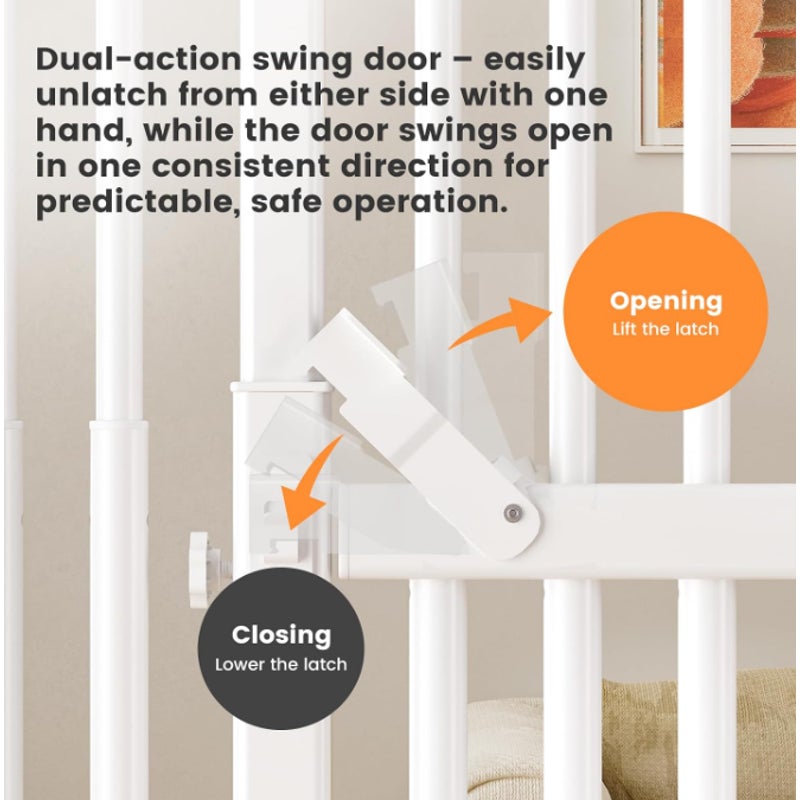 Extra Tall Cat Gate 51"-87" Height Adjustable  Mounted 4 Extensions 51"-87" height & 27.56"-37"