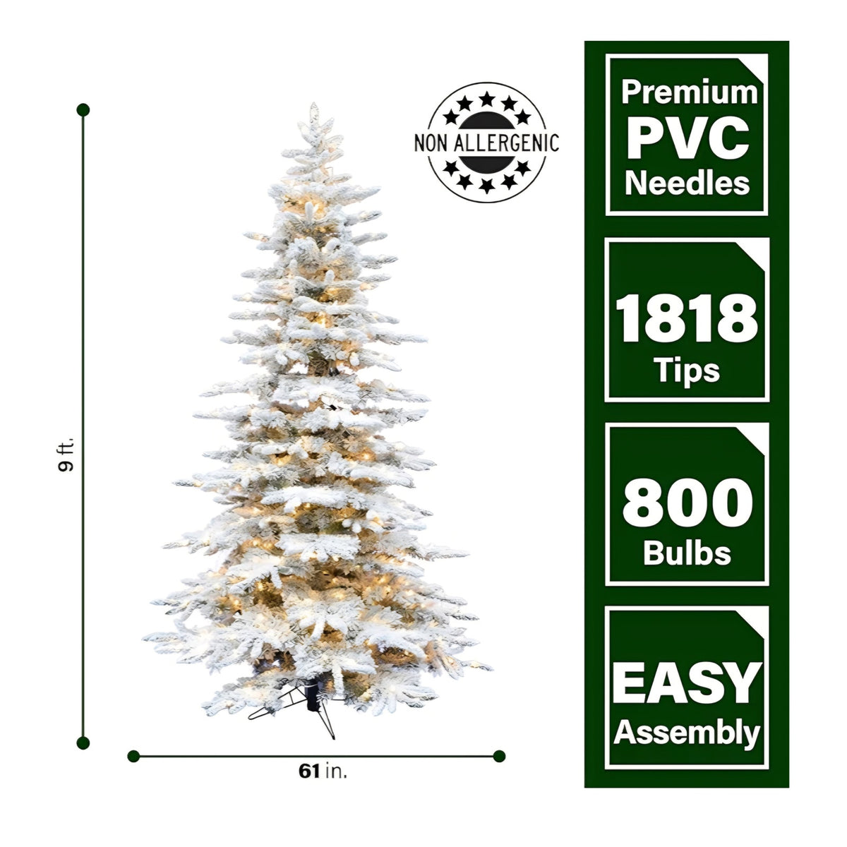 Christmas Tree with White Incandescent Smart Lights and Stand