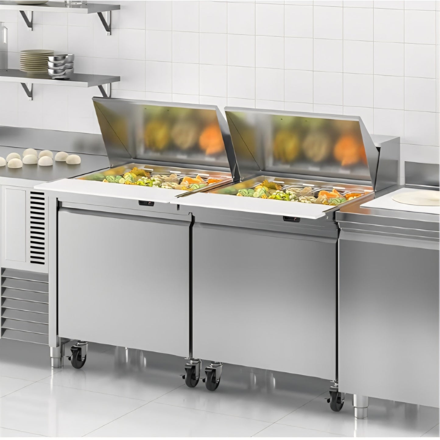 29" W Commercial Sandwich Salad Prep Table Mega Top Refrigerator, 7.6 Cu.ft Single Door Stainless