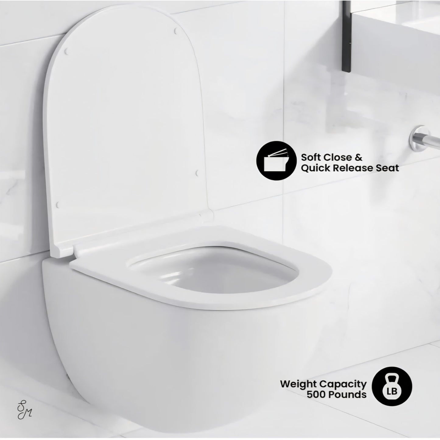 Swiss Madison St. Tropez Wall-Hung Toilet Bowl Only in Matte White
