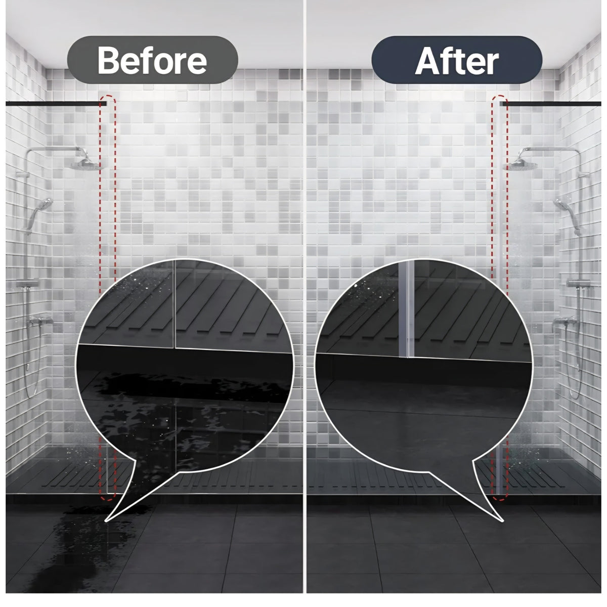 AmazerBath Shower Door Side Seal Strip (Set of 2), Frameless Glass Shower Door Seal Strip - Suit