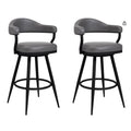 Bar Stool with Black Metal Legs for Kitchen Island Counter, Set of 2