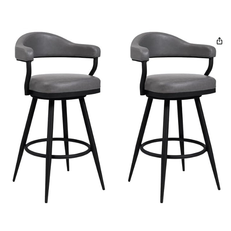 Bar Stool with Black Metal Legs for Kitchen Island Counter, Set of 2