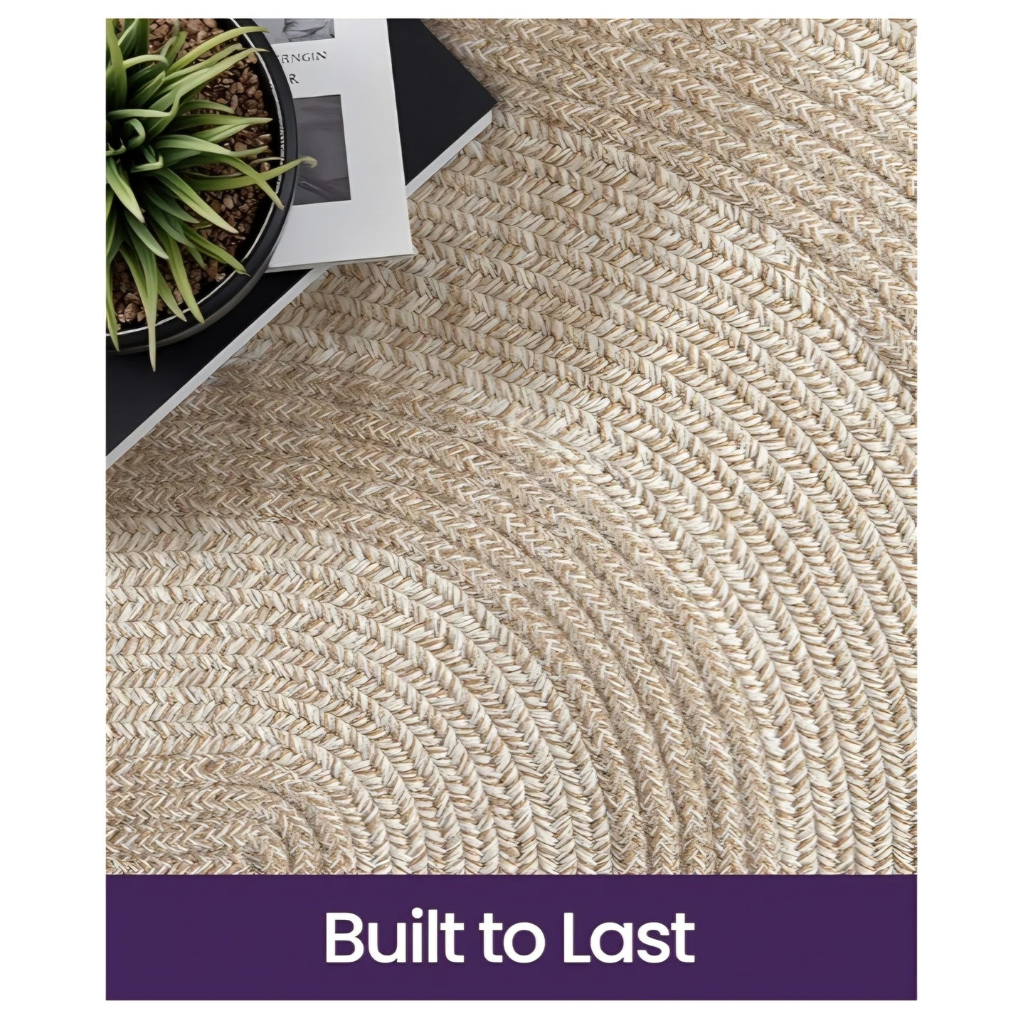 DEXI Oval Jute Rug Natural Fiber 8x10, Braided Woven Sisal Rugs No Shed, Large Neutral